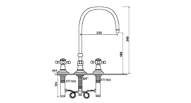 Смеситель для кухни с 3 отверстиями rvb 1920-1921 ARCH-00107808 - Вид №1