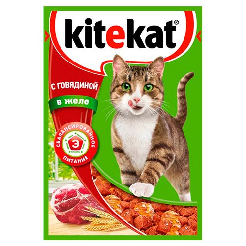ПР0037572 Корм для кошек говяд в желе конс. пауч 85г Kitekat 