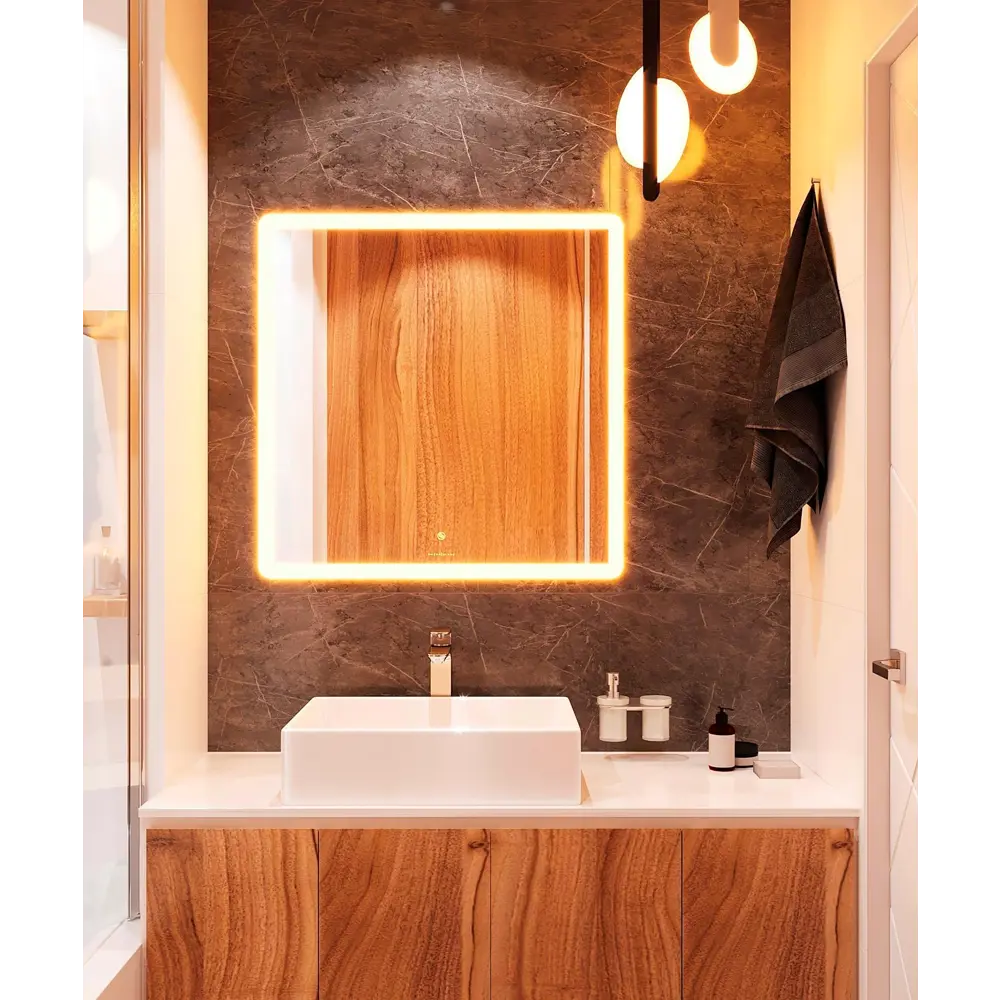 Зеркало для ванной Omega Glass Тип 4 SD314 с подсветкой 80x80 см квадратное STLM-2098845