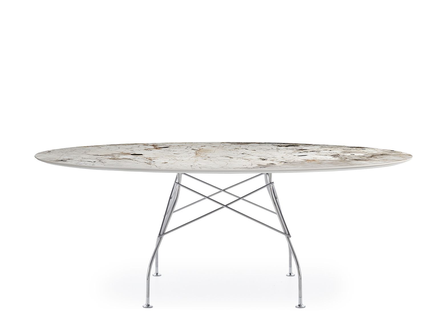 Овальный обеденный стол из керамогранита Kartell GLOSSY ARCH-00030518