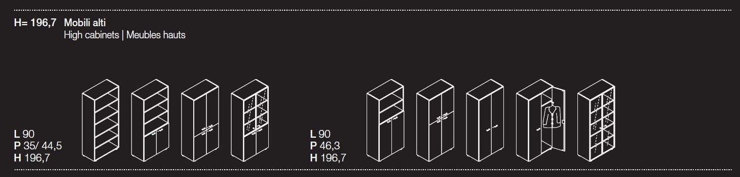 Высокий офисный шкаф из дерева и стекла с распашными дверями Las Mobili универсальные контейнеры Evo ARCH-00075869 - Вид №3