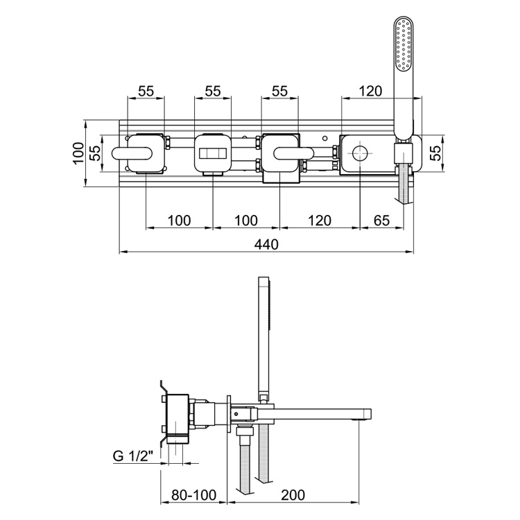 LV720901560 Смеситель для ванны с душем Webert Living - Вид №1