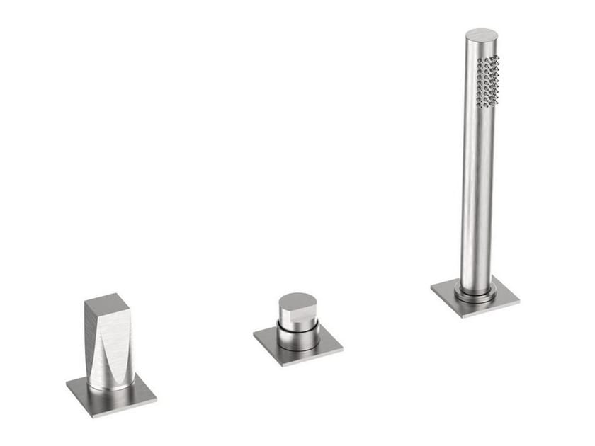 Смеситель для ванны с 3 отверстиями из нержавеющей стали с ручным душем Rubinetterie Frattini Aline ARCH-00115519