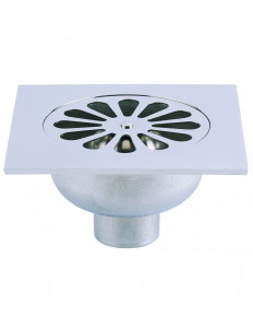 461500 000 00  Трап для душевой кабины, решетка Д. 107 мм, с раструбом, выход вертикальный, латунь Valentin Хром