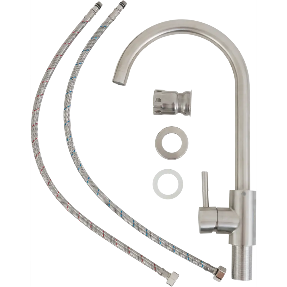 Смеситель для кухни VS 2861 однорычажный нержавеющая сталь цвет матовая сталь VIDAGE STLM-2100960 - Вид №3