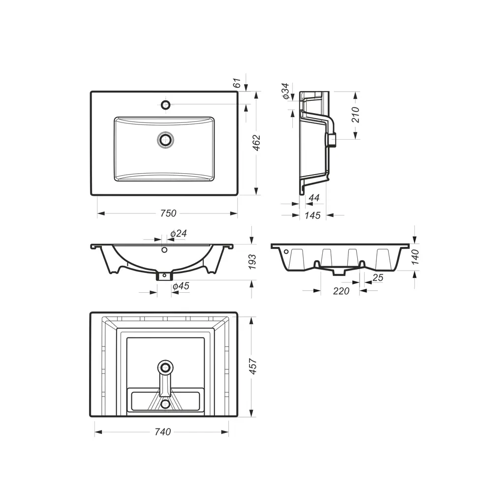 SANITA LUXE Квадро 75 — прямоугольная раковина для тумбы Торонто 17215876 STLM-0007664 - Вид №8