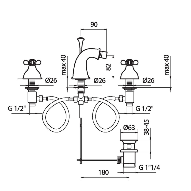 OT710202065 Смеситель для биде Webert Ottocento - Вид №1