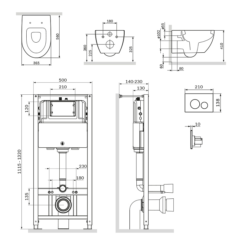 IS49001.111738 Комплект инсталляция с клав Pro L белый с подвесным унитазом с сид м/лифт AM.PM Awe - Вид №7