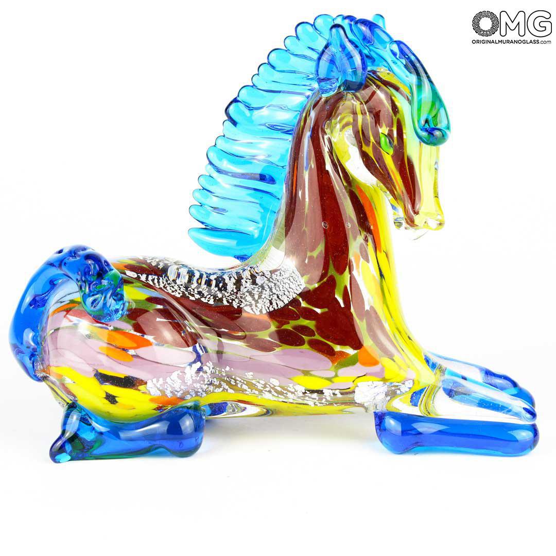 3254 ORIGINALMURANOGLASS Скульптура Лежащий конь - автор Alessandro Barbaro - Original Murano Glass OMG 16 см  - Вид №1