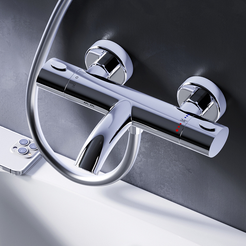F7550064 смеситель д/ванны/душа с термостатом хром шт AM.PM Sense