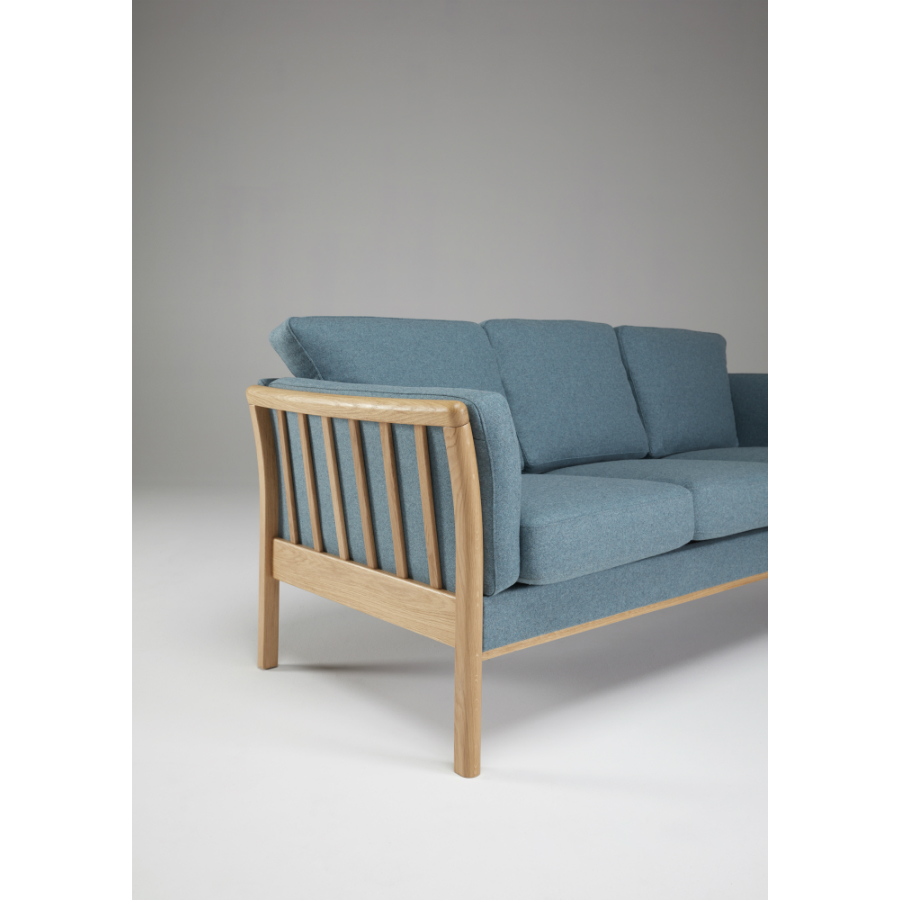 Диван трехместный Aya, цельный лакированный дуб, сине-зеленый Kragelund 12903202520 - Вид №2
