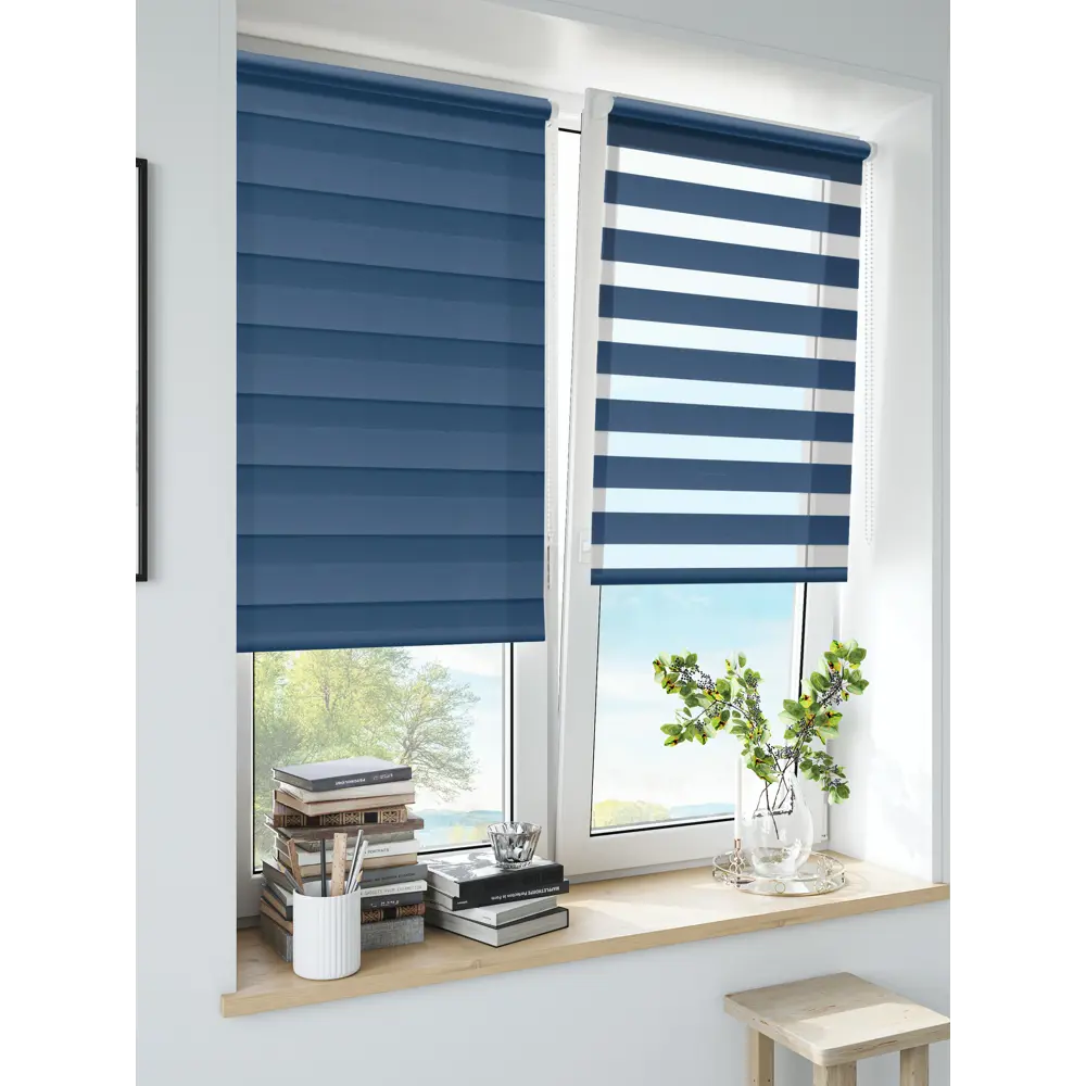 Штора рулонная день-ночь Madrid 100x160 см синяя MIAMOZA Коллекция 2024г STLM-2199406 - Вид №3