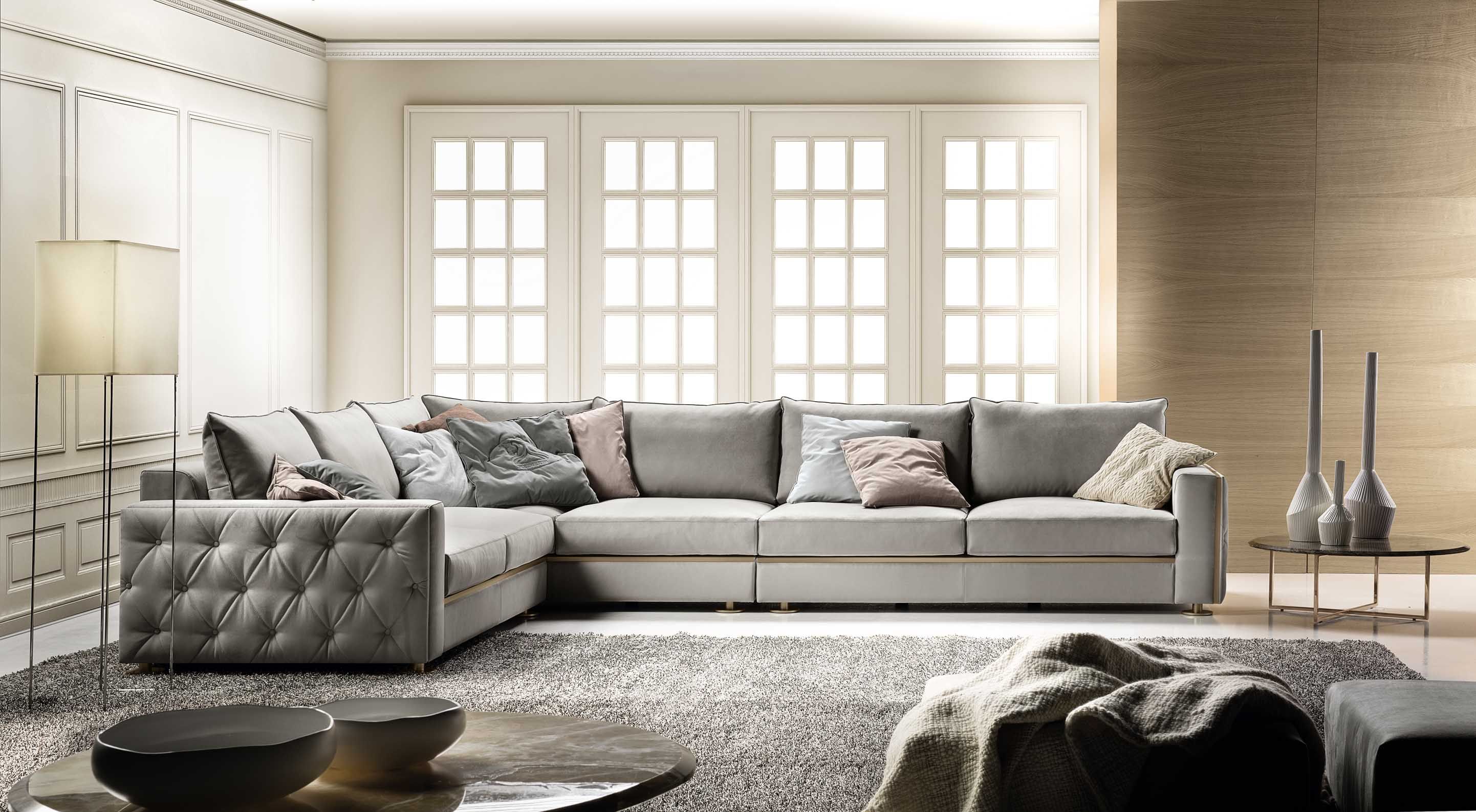 Бархатный угловой диван Former In Italia Manfredi ARCH-00028182 - Вид №1