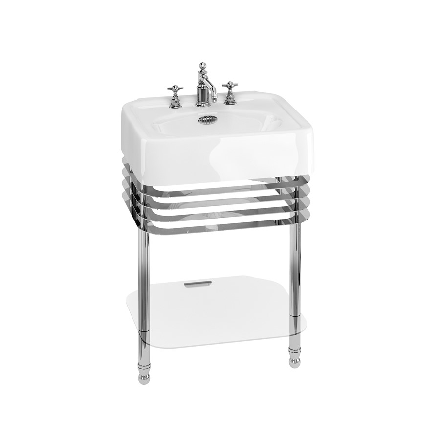 Burlington Arcade Раковина Arcade 600 мм с переливом и подставкой для умывальника с никелевым переливом и подставкой для раковины ARC600 3TH ARC22  - Вид №1