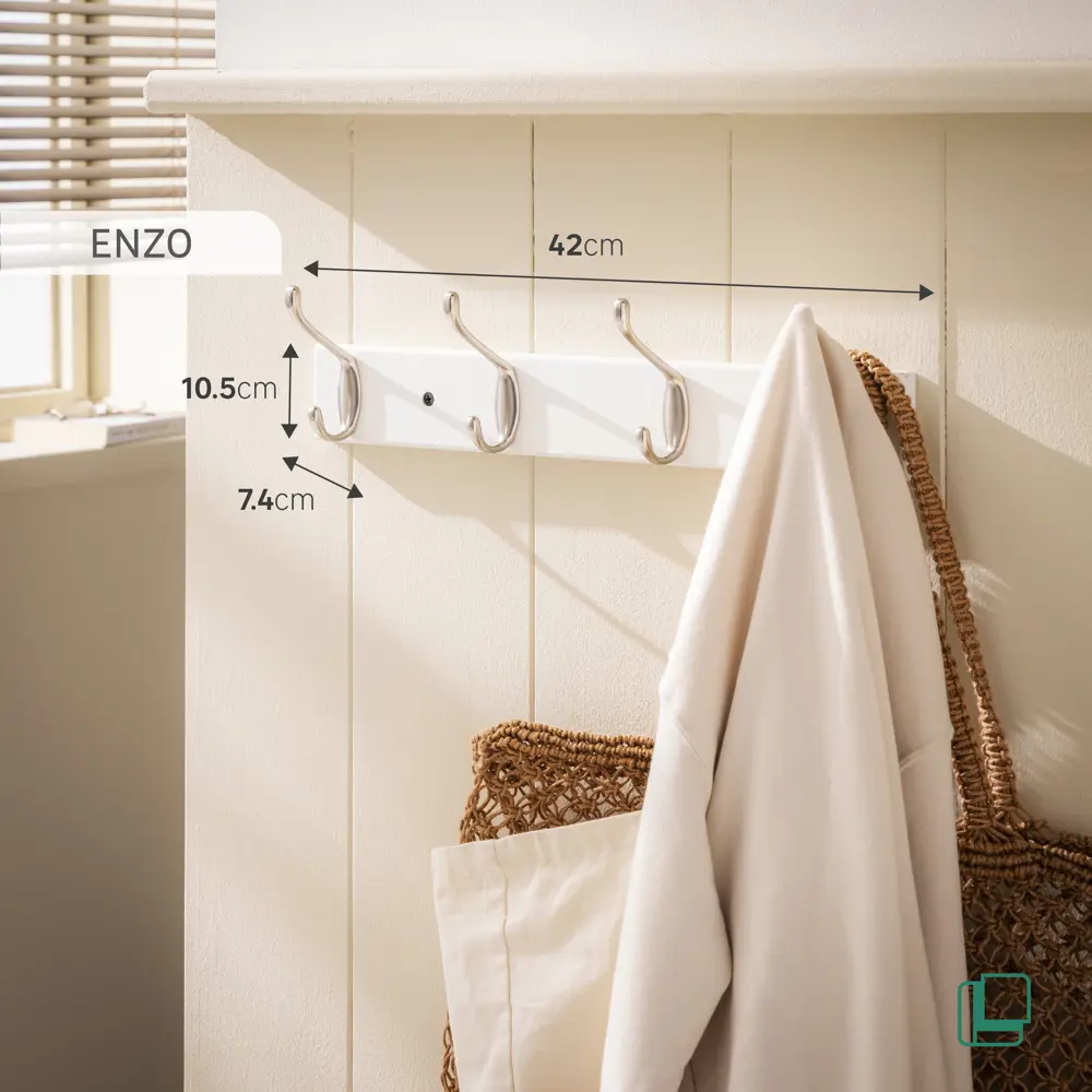 Вешалка настенная KONSENSA 4 крючка Enzo 62x9.5x7.4 см цвет серебро STLM-2198689 - Вид №2