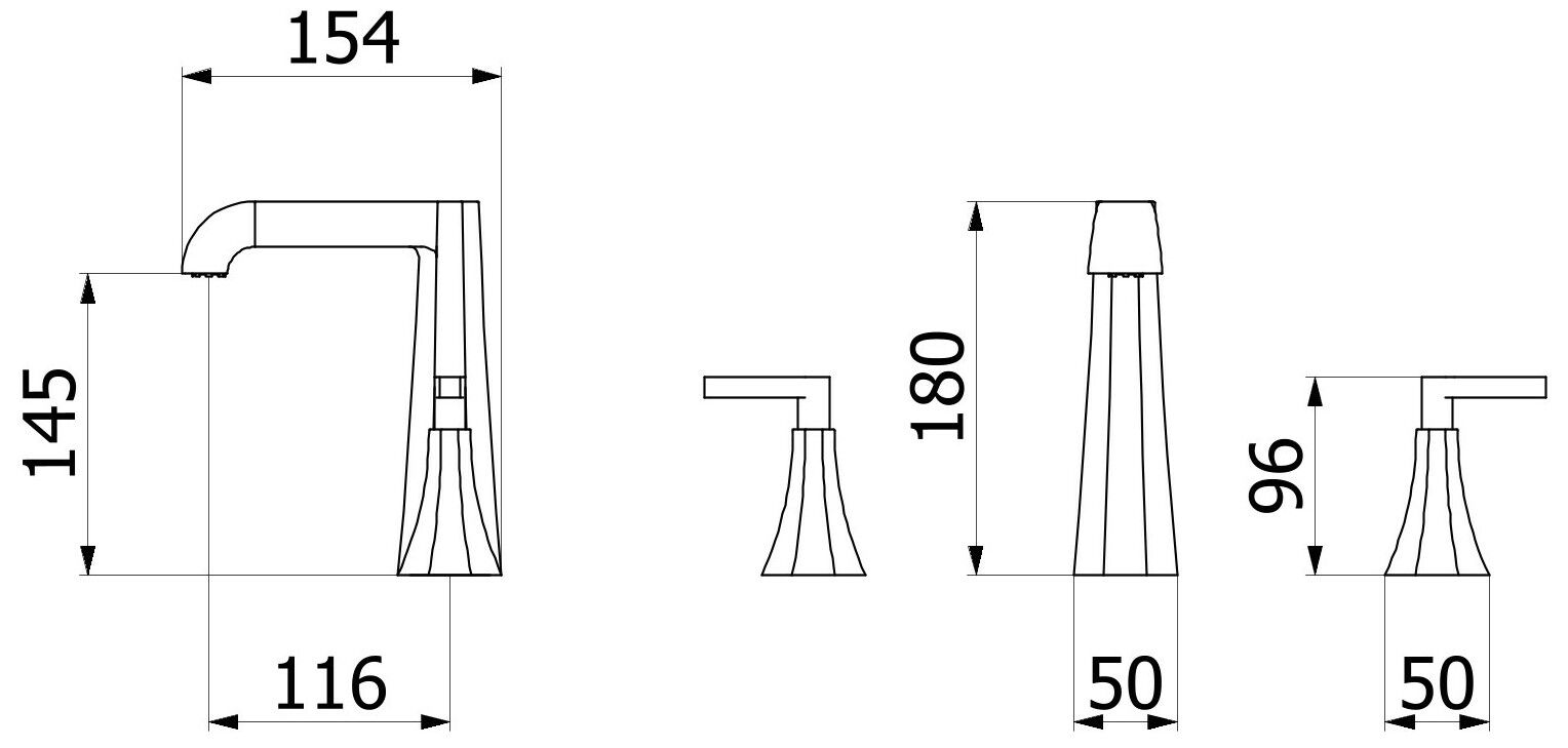Смеситель для раковины с 3 отверстиями для пола с автоматическим сливом IB Belmondo + Belmondo Elle ARCH-00101048 - Вид №5
