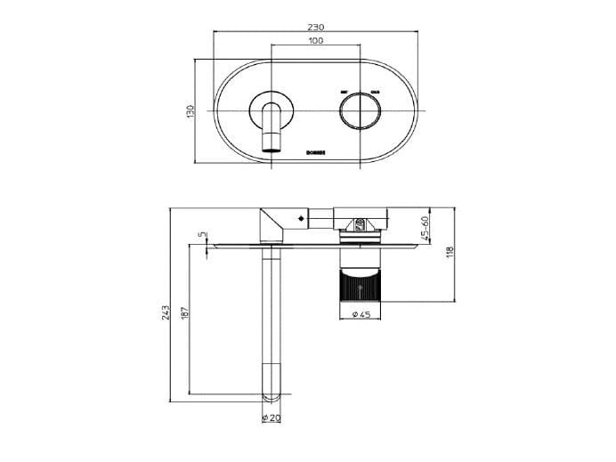 Смеситель для раковины из хромированной латуни с пластиной Bossini PLY ARCH-00124102 - Вид №2