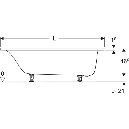 554.120.01.1 Прямоугольная ванна Geberit Tawa, тонкое исполнение, с ножками Geberit  - Вид №3