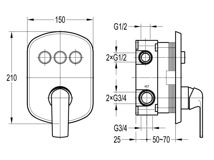 Встраиваемый однорычажный смеситель Cezares GLOBO-F-VDIM3-B-01 - Вид №1