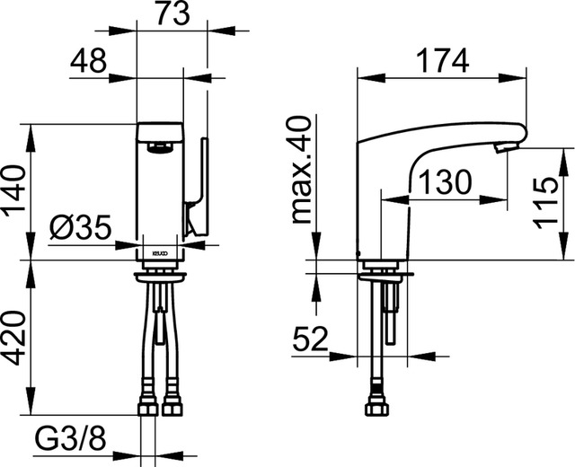 51602010100 Однорычажный смеситель для умывальника 120 KEUCO Elegance - Вид №2