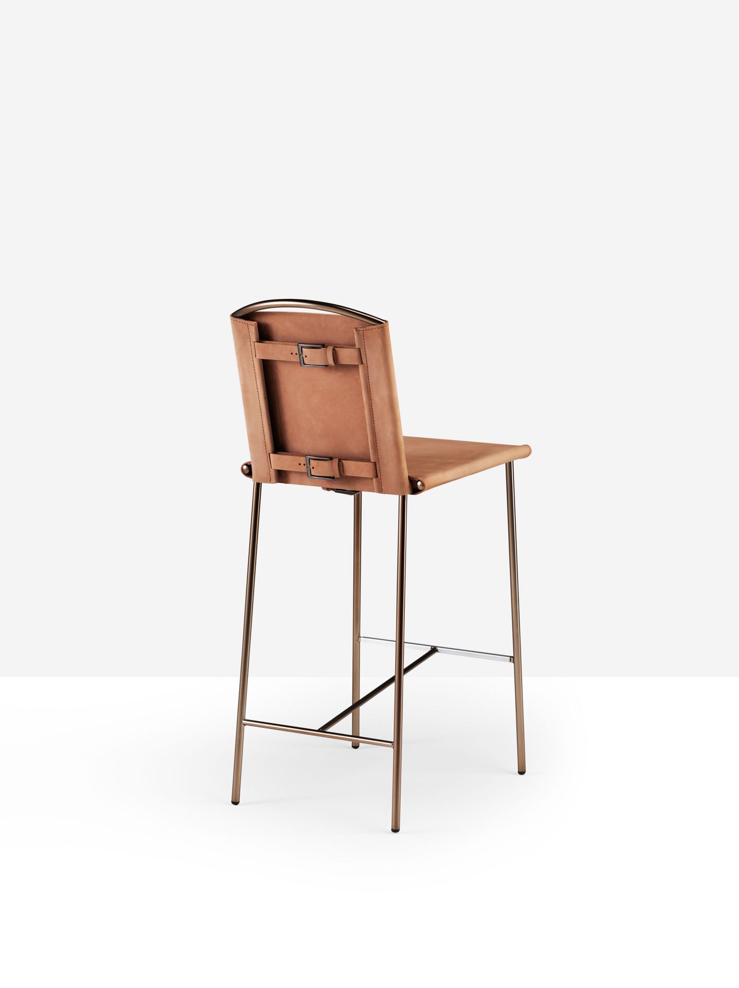 Высокий кожаный стул с подставкой для ног Midj Rem ARCH-00084828 - Вид №1