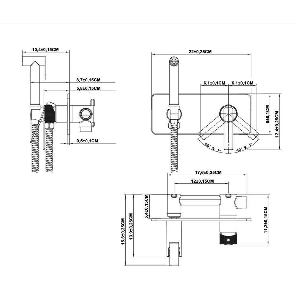 Гигиенический душ KONSENSA Теано набор со смесителем цвет хром STLM-2068816 - Вид №8