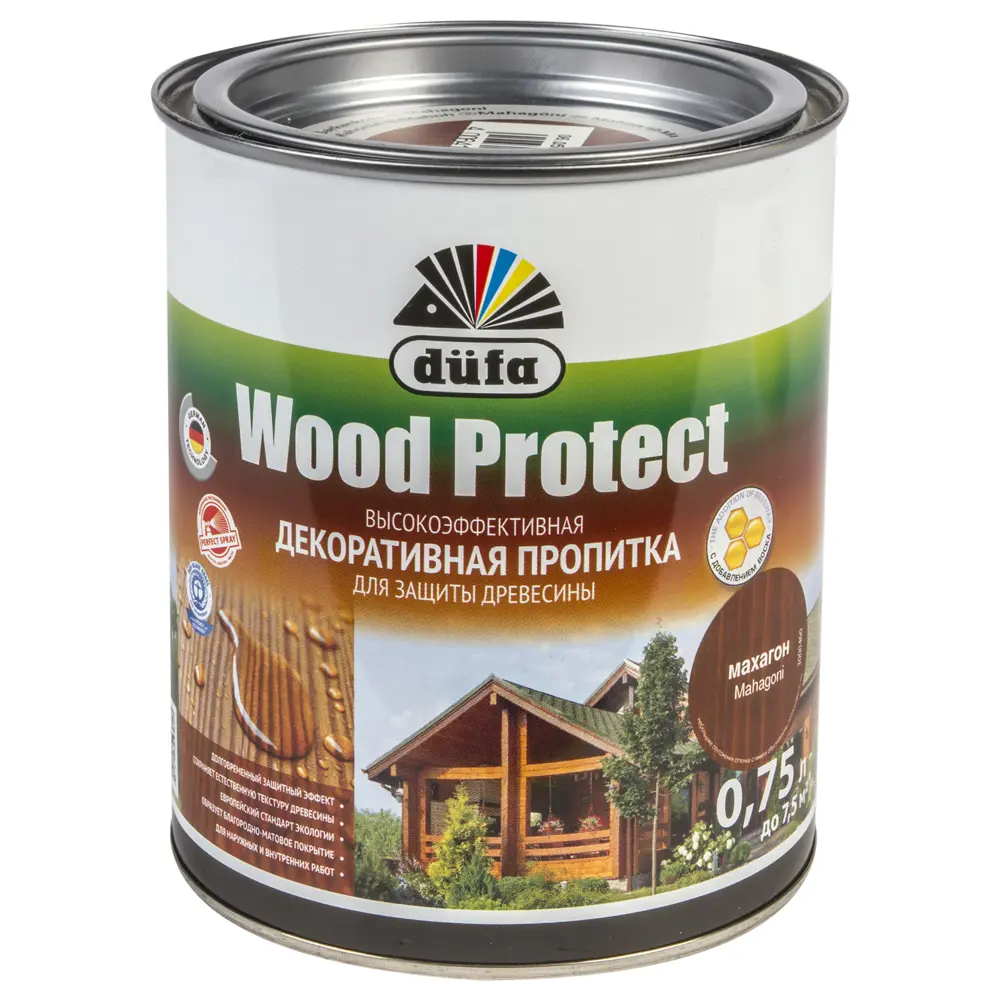 Антисептик Wood Protect цвет махагон 0.75 л Dufa STLM-2111364 - Вид №1