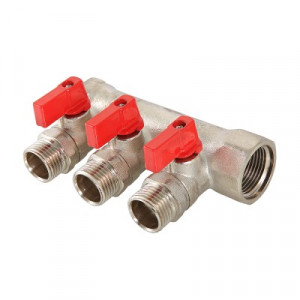 VTc.580.N.0602 Коллектор с отсекающими кранами Valtec 1", 2 х 1/2"