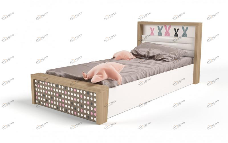 Кровать ABC-KING 190х90 №5MIX BUNNY №5 с под.мех (розовый) 4631147961679