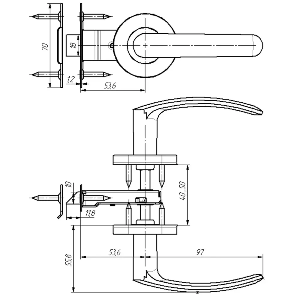 ARMEX Зенит-ЗЩ2.07 - дверная защёлка с изогнутой ручкой в бронзовом исполнении 82156156 STLM-0020682 - Вид №4