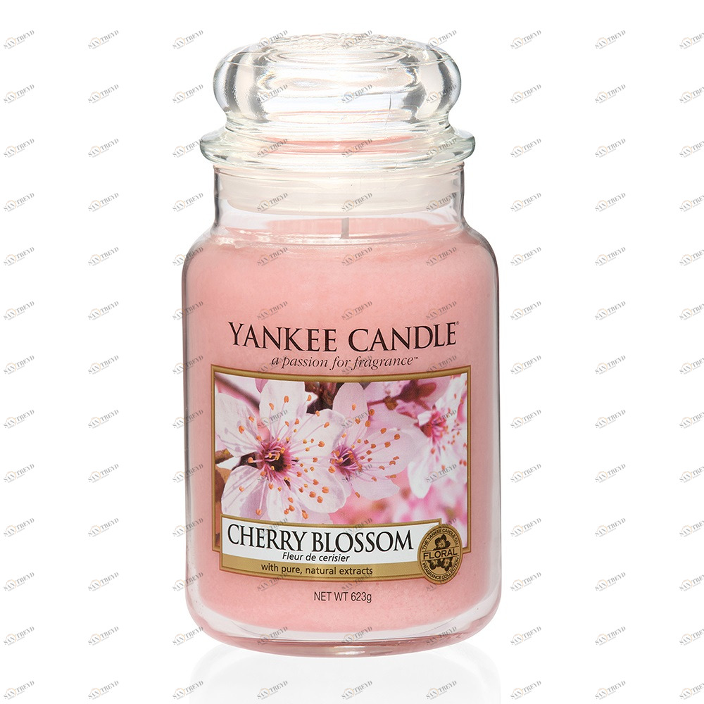Свеча большая в стеклянной банке "Цветущая вишня" Cherry Blossom 623 гр 110-150 часов YANKEE CANDLE ВИШНЯ 267878 Розовый 
