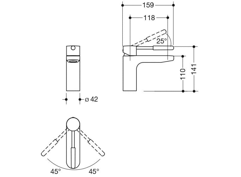 AQ1B12M10240 Однорычажный смеситель для раковины HEWI Edition matt | Polyamid  - Вид №11