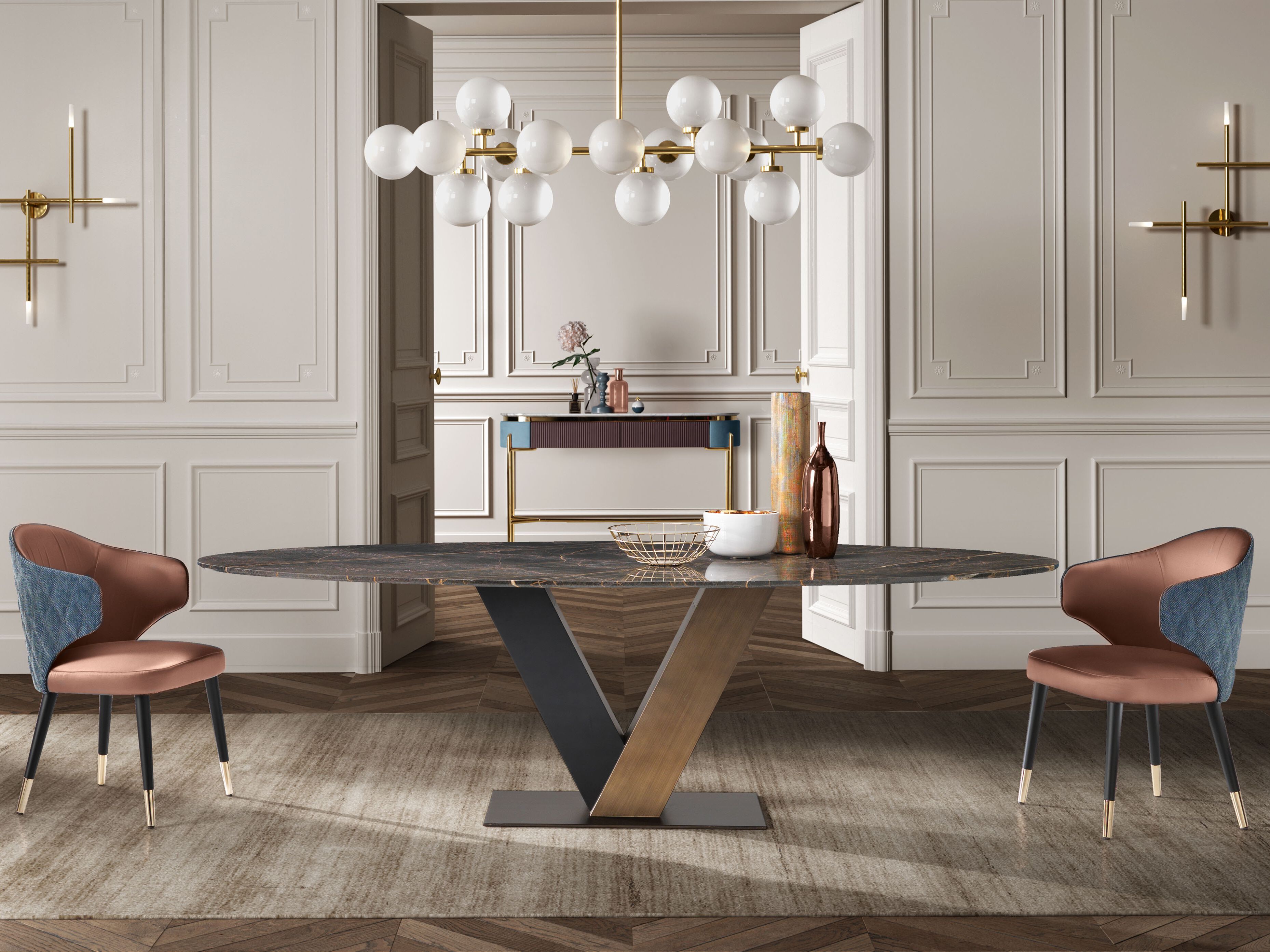 Овальный мраморный обеденный стол Former In Italia TOTÒ ARCH-00056259