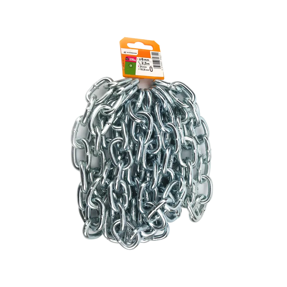 Цепь Standers оцинкованная сталь короткое звено 6 мм 2.5 м/уп STLM-2111216 - Вид №4