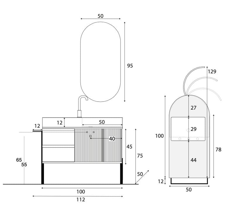 Напольный умывальник с зеркалом Gaia Mobili Contemporary ARCH-00022869 - Вид №4