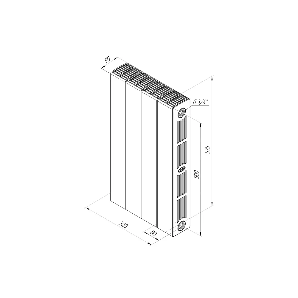 Радиатор секционный Rifar Supremo S50004RAL7012 500/90 4 секции боковое подключение биметалл серый 82560810 STLM-2034328 - Вид №7