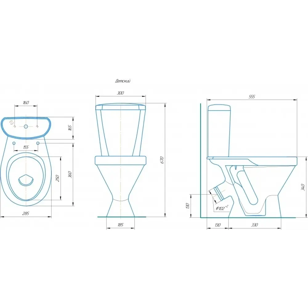 Унитаз-компакт детский Rosa косой выпуск одинарный слив STLM-2067722 - Вид №6