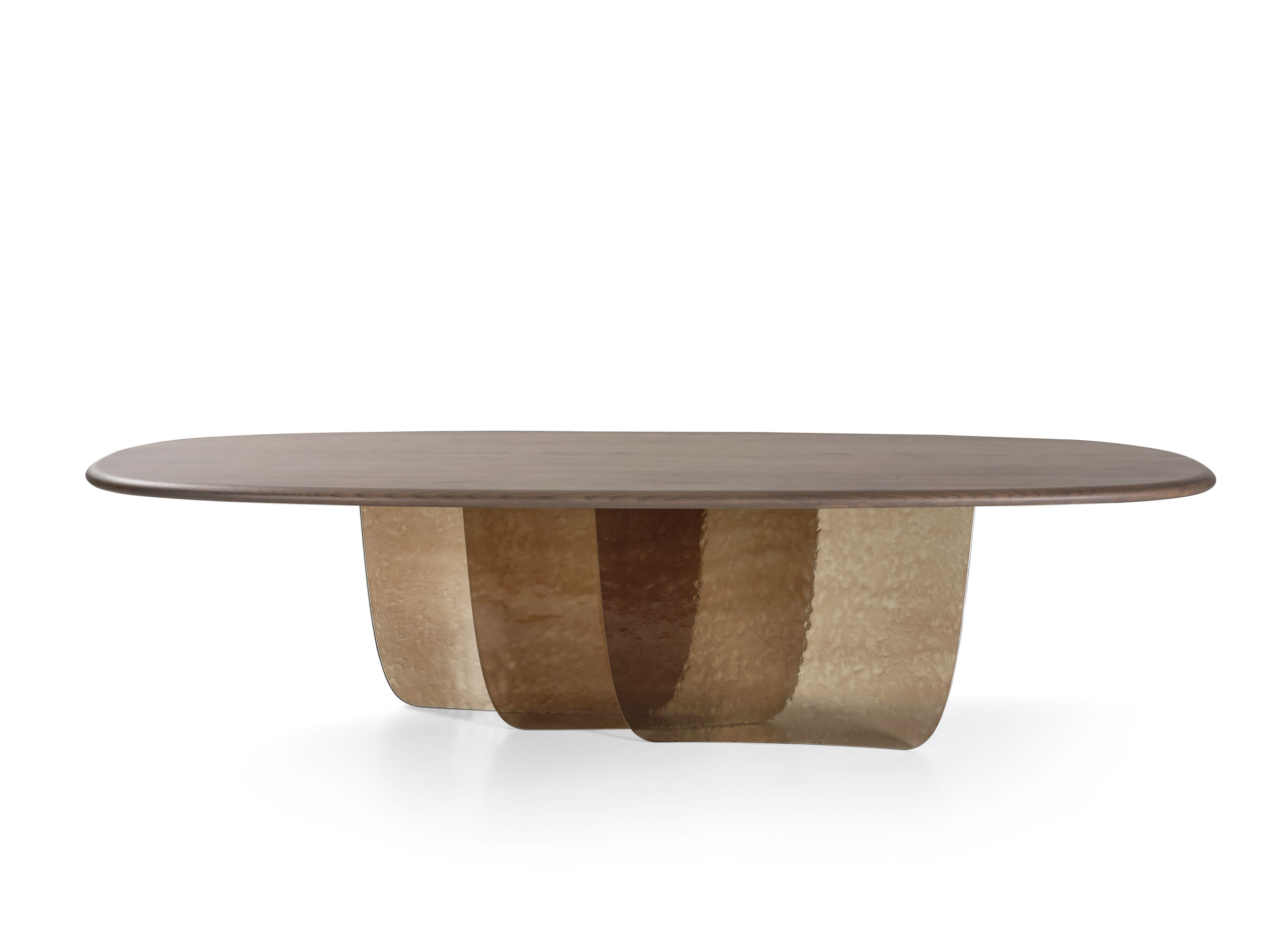 Обеденный стол с деревянным верхом и терракотовым стеклянным основанием Naturedesign Главная ARCH-00089820