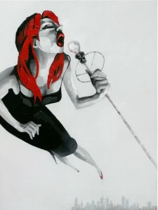 Картина на холсте 100х100 см "Караоке EVENHOME КАРТИНЫ МАСЛОМ 129849 Коричневый;серый;разноцветный