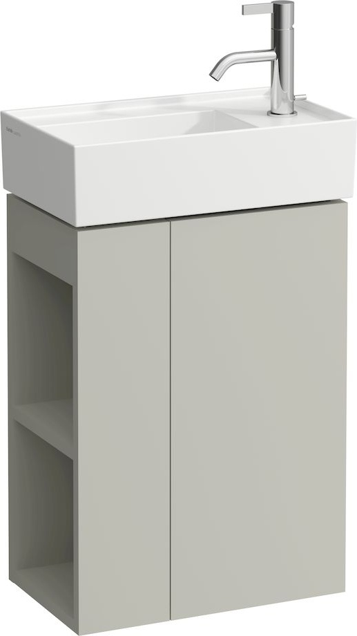 H4075180336441 Шкафчик под раковину с 1 стеклянной полочкой, дверца, крепление на петли справа, открытая полочка слева, для раковин с полочкой для смесителя справа 815334 LAUFEN PRO - Вид №1