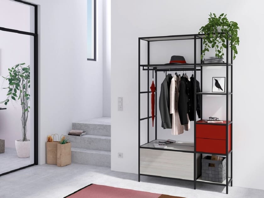 Секционный входной шкаф из алюминия и дерева raumplus Creo ARCH-00011722