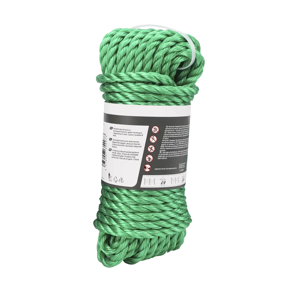 Канат крученый  10 мм 15 м полипропиленовый, цвет зеленый STANDERS STLM-2112123 - Вид №7