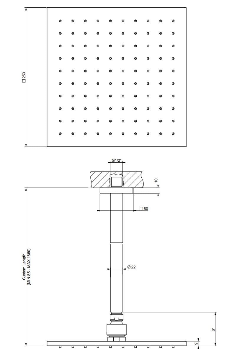 Латунная потолочная душевая головка с системой защиты от накипи Gessi рельеф ARCH-00033621 - Вид №2
