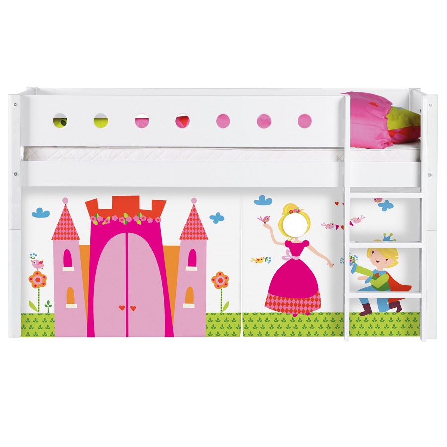 Кровать Flexa White с лестницей, 190 см, белая 801730840 - Вид №1