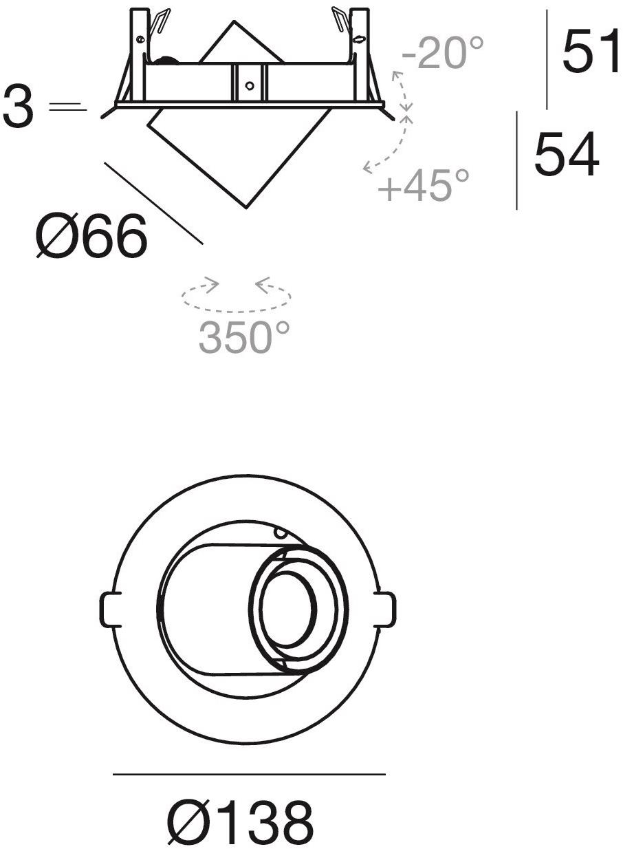 Linea Light Group Регулируемый встраиваемый светодиодный светильник из алюминия Optus sun-id-1460072 - Вид №2