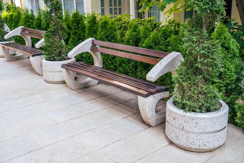 ENCHO ENCHEV - ETE Скамейка из бетона и дерева со спинкой  99  - Вид №3