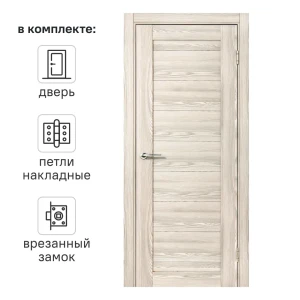 Дверь межкомнатная глухая с замком и петлями в комплекте Верано 90x200 см ПВХ цвет ривьера крем 89369506 STLM-2142116