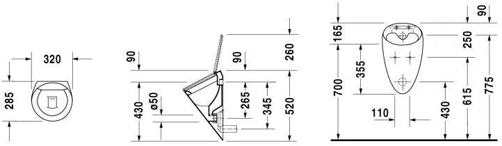 083532 Настенный писсуар, уринал с мушкой Duravit Starck 1 - Вид №2