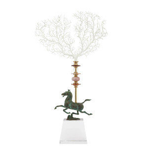 600695-10 ABHIKA OBELISQUE CORAL HORSE WHITE