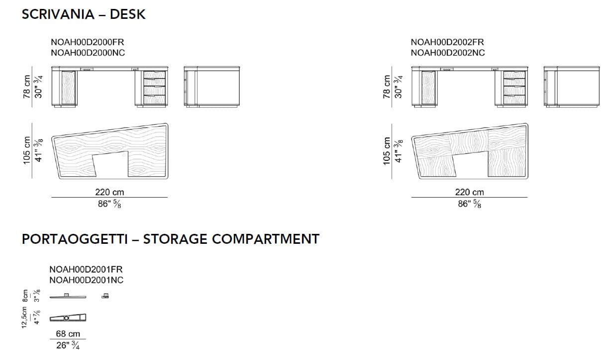 Деревянный исполнительный стол с ящиками i 4 Mariani NOAH ARCH-00012057 - Вид №7